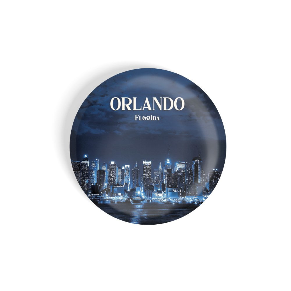 dhcrafts Round Fridge Magnet Multicolor Orlando Florida D2 Glossy Finish Design Pack of 1 (58 mm)